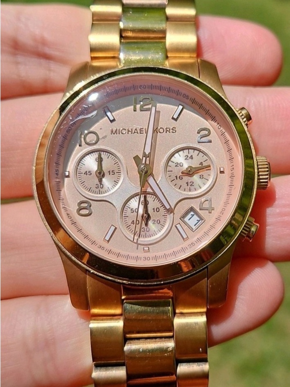 Michael Kors Gold and Blush Chronograph Bracelet Watch